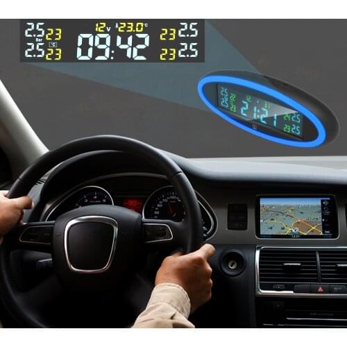 LED Atmosphere Light Tire Pressure Monitoring System 4 Sensors Car TPMS USB ACC OBD Mini Charger Digital Clock