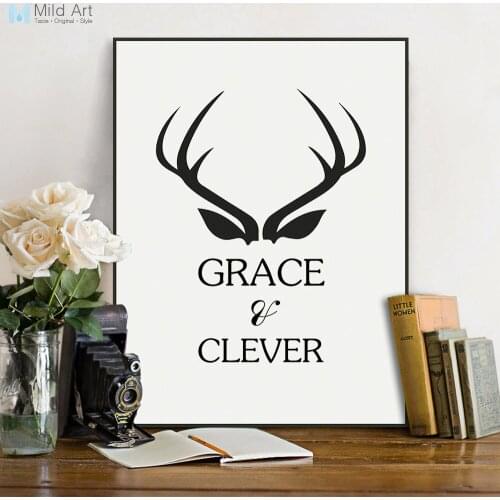 Modern Nordic Minimalist Black White Typography Quotes Deer Art Print Poster Wall Picture Living Room Canvas Painting Home Decor