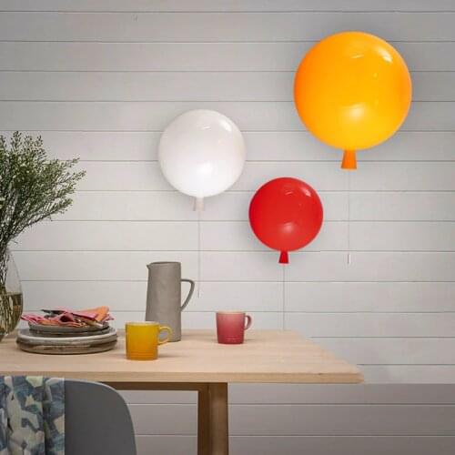 Modern Personality ABS Lampshade Wall Lamps Childrens Room Wall Light Balloon Light Color Wall Lights LED E27 Light Fixture