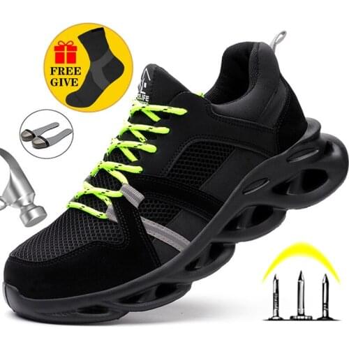 Reflective Male Safety Shoes Work Sneakers Men Steel Toe Shoes Puncture-Proof Boots Men Work Shoes Lightweight Work Safety Boots