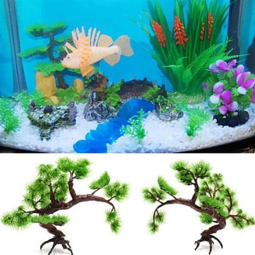 Fish Tank Decor Retro Lifelike Pine Fake Plant Aquarium Ornament Table Ornament