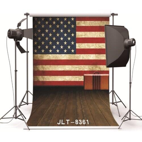 Vintage Flag Suitcase Wood Background for Photo Studio Fundo Fotografico Vinyl Cloth Wedding Children Baby Photography Backdrops