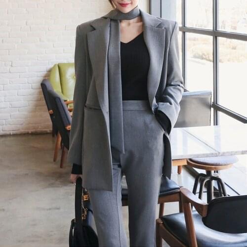 Woman suits lady suit office New Korean version of the casual slim small suit jacket nine pants two sets of womens clothing
