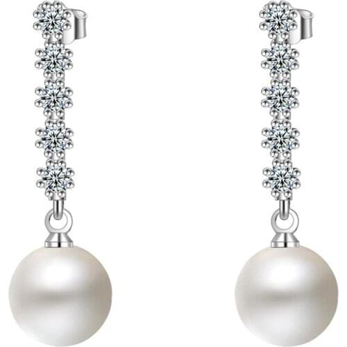 Utimtree Stud Earrings Sterling Silver 925 Fashion Pearls Earring Jewelry with Stone Elegant Wedding Earring for Brides Jewelry