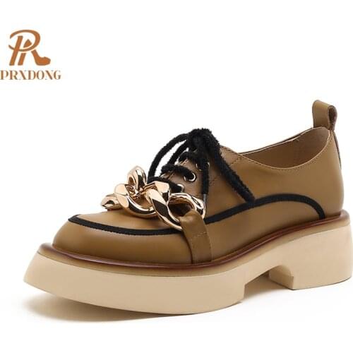 2021 New Autumn Women Pumps Fashion Lace Up Casual Single Shoes Spring Autumn Genuine Leather Solid Color Ladies Shoes Woman 39