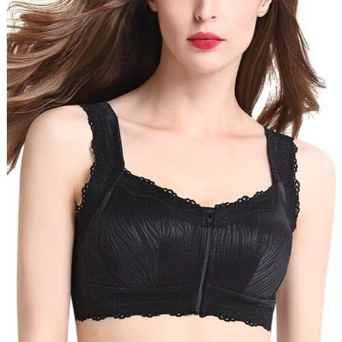 Womens Front Closure Underwear Lightly Padded Lace Push Up Wireless Bra Big Size Lingeire A B C D 32 34 36 38 40 42