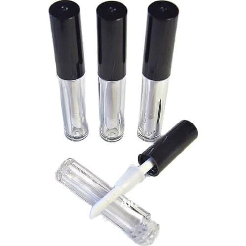 1ML 50pcs/lot Mini Empty Cosmetic Liquid Lipstick Refillable Bottle DIY Plastic Clear Lip Gloss Tube n Black Cap Lip Beauty Tool