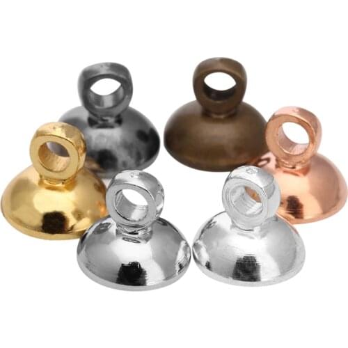 100pcs/Lot Gold Silver Black Color Copper Pearl Pendant Connectors Bail Cap fit 6mm 8mm Beads Women DIY Jewelry Findings F5301