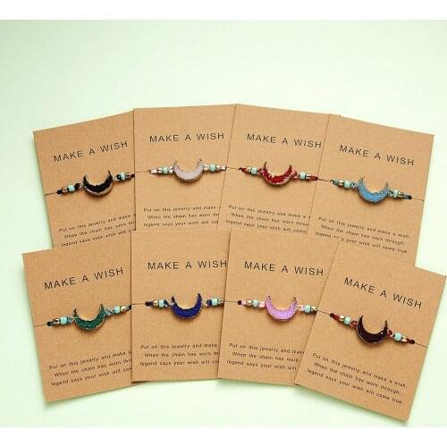 16pcs Hot sell European and American fashion moon paper card bracelet creative resin crescent hand-woven bracelet 8 color select