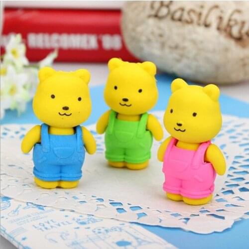 20 Pcs/lot Kawaii Strap Pants Bear design Color Erasers Kawaii stationery school office supplies childs toy gifts