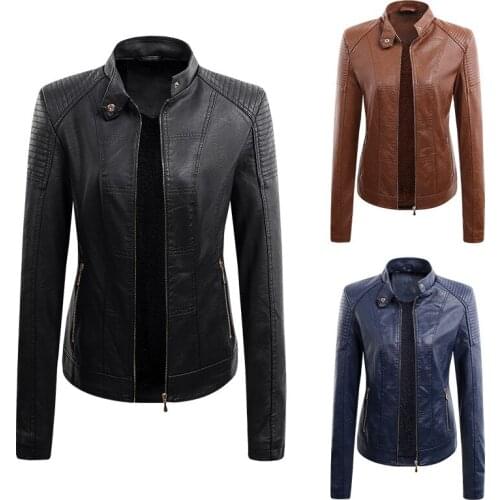 2021 Trendy Autumn Winter Sports Outerwear Womens Top Quality Motorcycle Biker Fleece Jacket Ladies Zipper Leather Jackets Coats