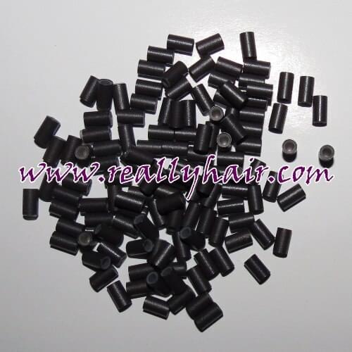 342060 1000pcs micro copper rings beads links tubes with silicone lined 1#Black