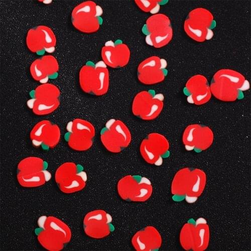 3D Fruit Red Apple Tiny Slices Clay Polymer Sticker DIY Design Nail Art Sliders Decorations Flakes 1000Pcs