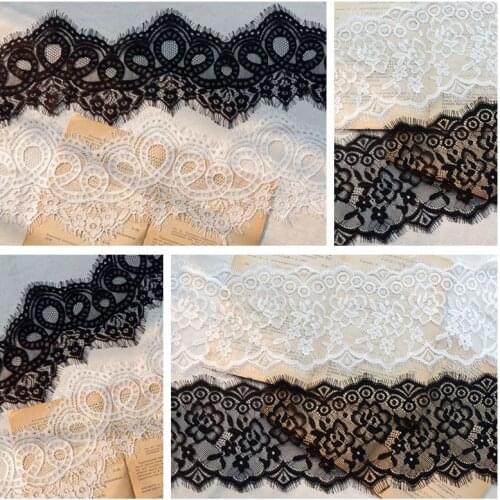 6M/Lot Soft delicate eyelashes lace trim clothing lengthened stitching wedding veil fabric home decoration accessories