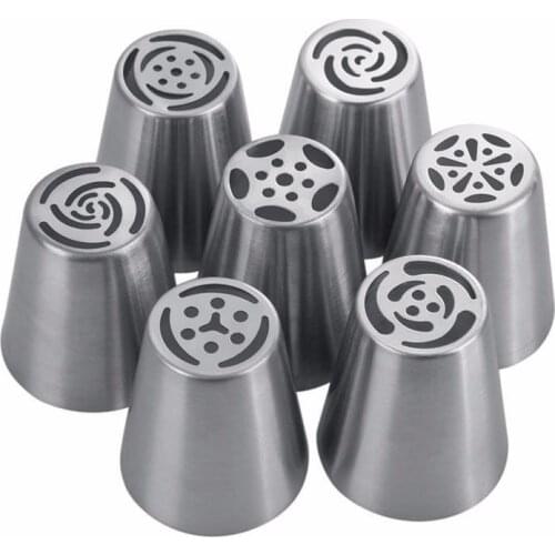 7PCS Pastry Nozzles And Coupler Icing Piping Tips Sets Stainless Steel Rose Cream Bakeware Reposteria Cake Decorating Tools NEW