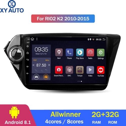 9 inch 2.5D IPS HD multi-touch screen Android8.1 2G RAM 32G ROM NAVI for KIA K2/RIO2 2010-2015 with Bluetooth USB WIFI SWC