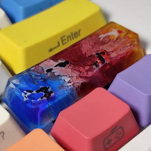 For Mechanical Keyboard Accessories Scenery Koi Shift Resin Key Caps 2.75U Gaming Keyboard Keycaps Replace Hand Made Keycaps
