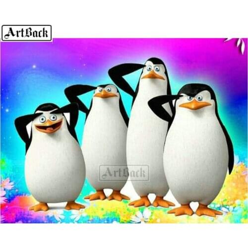 New 5d diy diamond painting four penguin pattern full square 3D rhinestone resin mosaic home decoration sticker