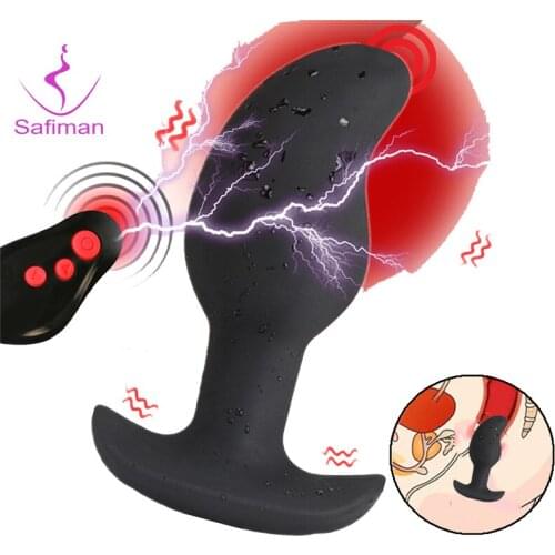 Anal Vibrator Wireless Remote Control Electric Shock Prostate Massager Huge Dildo Vibrator for Men Gay Big Butt Plug Anal Toys