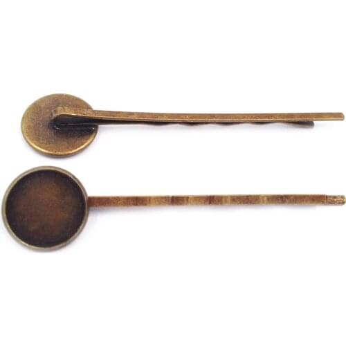 Antique Bronze 300piece 55mm Hair Pins with 12mm Blank Bezel Trays Hairpins Base Jewelry Findings Hair accessories HPF13