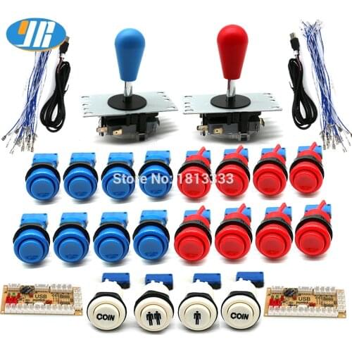 Arcade DIY KIT American Style SANWA Joystick HAPP Type COIN 2 Player Push Button With Micro Switch And Zero delay encoder For PC
