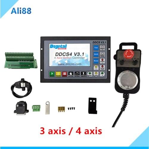 DDCSV3.1 3 / 4 Axis Standalone Motion Controller off-line Pulse MPG Handwheel Emergency Stop for CNC Router Engraving Machine