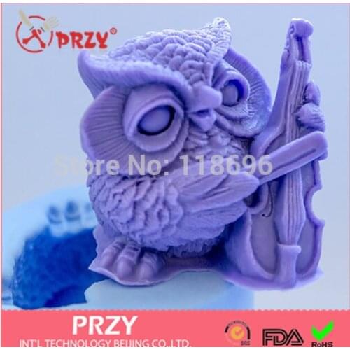 Free shipping Sell hot The owl violin modelling silicon soap mold Cake decoration mold Handmade soap mold No.S406-2