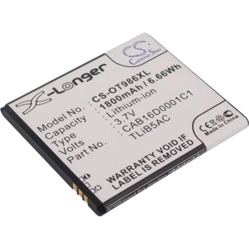 CS 1800mAh/6.66Wh battery for Alcatel AK47, One Touch 986, OT-986 CAB16D0001C1, CAB16D0003C1, TLiB5AC