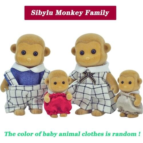 2021 Children Toys 1/12 Miniatures Furniture For Dolls Action Figure Animal Figurines Set Sibylu Monkey Family Diy Toy For Girls