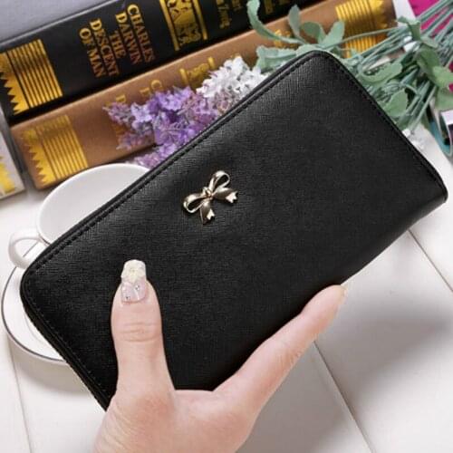Phone Purses Famous Designer Lady Cards Holder Wallet 2021 Women Long Clutch Wallets Female Fashion Pu Leather Bowknot Coin Bag