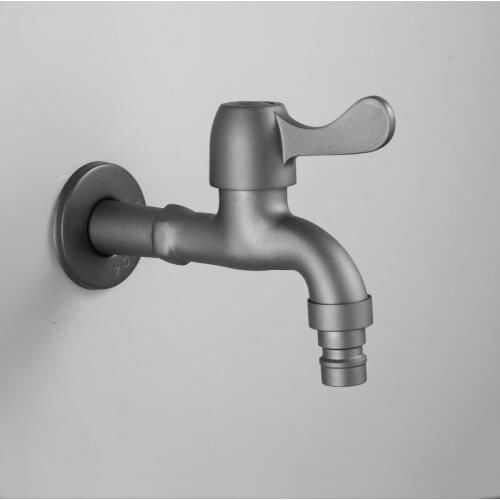 Washing Machine Faucet Gun Gray Finish Stainless Steel Wall Mounted Bibcock Outdoor Garden Faucet Washing Machine Tap Small Taps