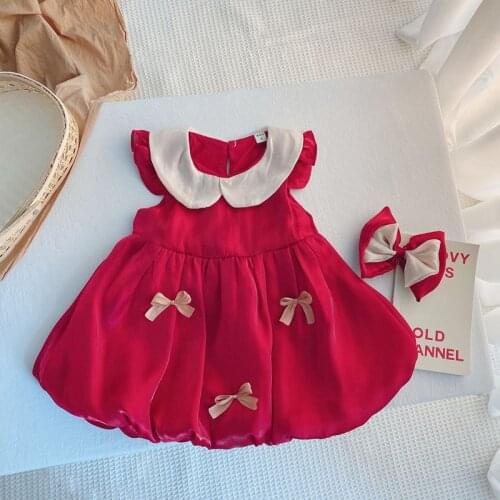 Japan and Korea summer girls' dress Puff sleeve Casual Baby girl outfit Fairy Princess Dress for Girls Party Dress 1 2 3 4 5 6 y