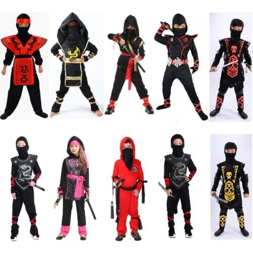 New year Ninjago Boys Children Fancy Party Halloween Costume for Kids Ninja Cosplay Superhero samurai warr suit girl swordsman