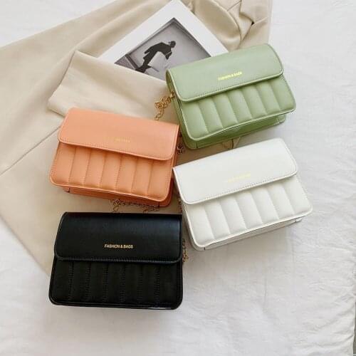 Fashion Embossed Vintage PU Leather Shoulder Crossbody Bags For Women Casual Ladies Solid Color Chain Small Flap Messenger Bags