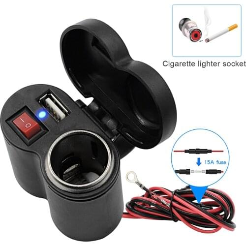 Motorcycle Moto USB Charger Cigarette Lighter Socket Usb lighter Motorbike Handlebar Power Adapter with Switch CS-313G1 2A