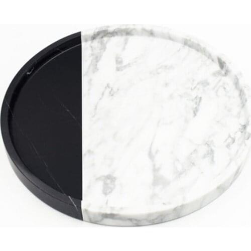 Natural marble mixed with white and black pallets for home decoration round pallets