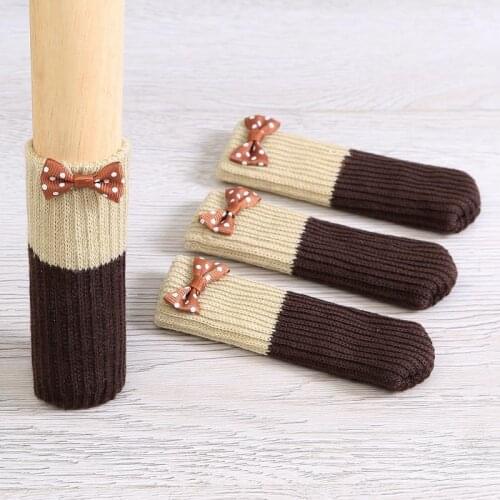 4pcs Furniture Leg Socks Covers High Elastic Knitted Chair Leg Floor Protectors Reduce Noise Chair Leg Socks Furniture Pads Set