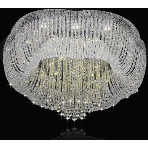 New flush mount big crystal chandelier lighting fixtures LED lamp living room lightsModern Design Crystal Lights Luxury Lustre