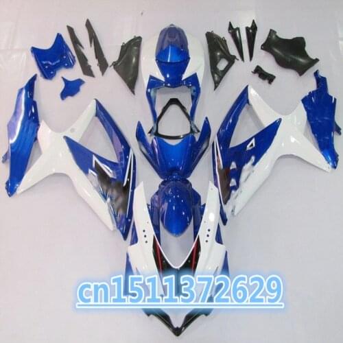 Fairing With Rearseat Cover Half Tank Cover Fit K8 GSXR600 GSXR750 2008-2010 GSXR 600 750 08-10 Blue White-Dor for SUZUKI D