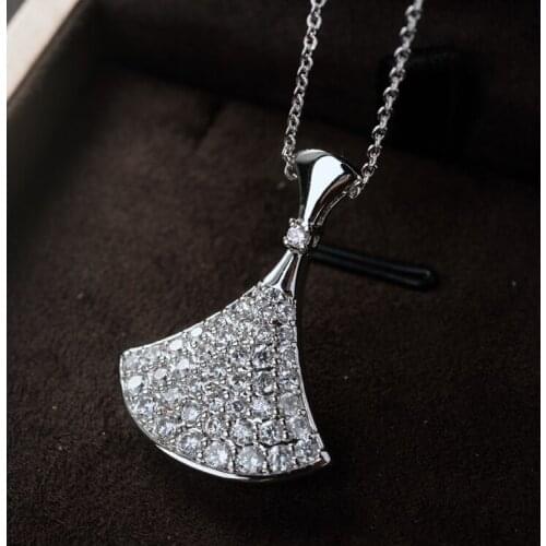 OL Style Silver Color Micro Pave AAA Top Cubic Zircon Crystals Flap Pendant Charm Necklace Fine Jewelry for Women
