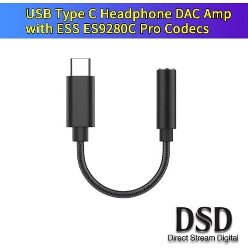 Portable Headphone Amplifier 600Ω HPA USB Type C DAC Codecs ESS9280 DSD Hard Decode HiFi Amp For SAMSUNG Xiaomi HUAWEI OnePlus