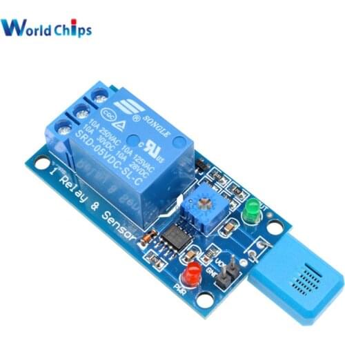 5V Humidity Switch Sensor Relay Module Sensitive Humidity Controller Humidity Sensor Module HR202 1 Channal Relay Module