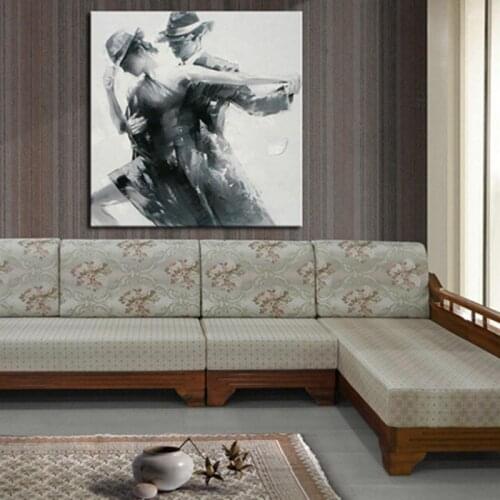 Hand Painted Modern Abstract Oil Painting on Canvas Wall Art for Living Room Decor Gift Couple Dancer Picture Canvas Painting