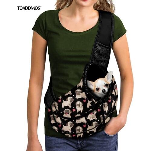 Backpack Carrier Cute Animal Pug Dog Pattern Fashion Pet Dog/Cat Tote Shoulder Bag Light weight Durable Pet Crossbody Bags 2021