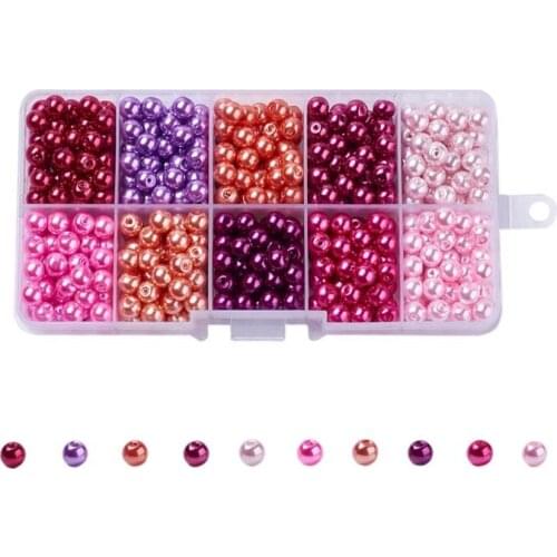 4/6/8mm Mixed Pearlized Round Glass Pearl Beads Dyed Mixed Color For DIY Jewelry Accessories Finding Making Necklaces Bracelets