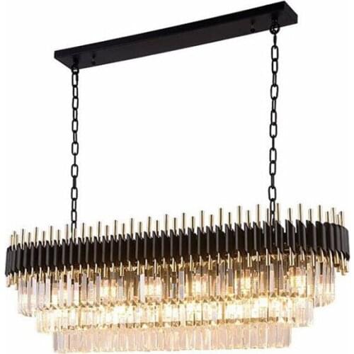 Modern Oval Crystal Chandelier For Dining Room Luxury Kitchen Hanging Lighting Fixtures Black LED Chandeliers