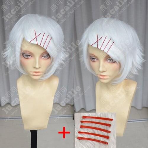 Tokyo Ghoul Juzo Suzuya Juuzou Short Pure White Heat Resistant Hair Cosplay Costume Wig + Track + Wig Cap