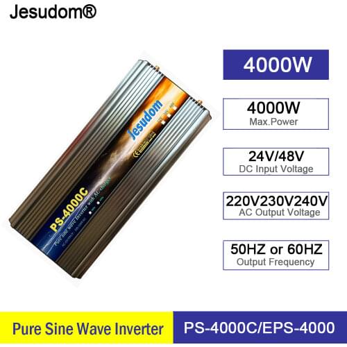 UPS Inverter 4000W Pure Sine Wave Inverter with Charger 24V48v DC to AC 220V 230V 240V 50hz 60hz Solar Power Inverter