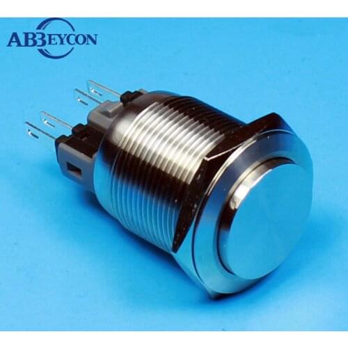 2224F 22mm stainless steel IP67 waterproof pushbutton momentary high flat switch