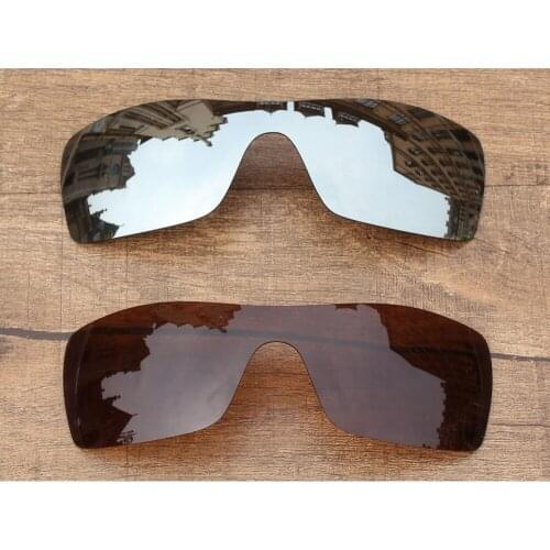 Vonxyz 2 Pieces Chrome Mirror & Bronze Brown Polarized Replacement Lenses for-Oakley Batwolf Frame
